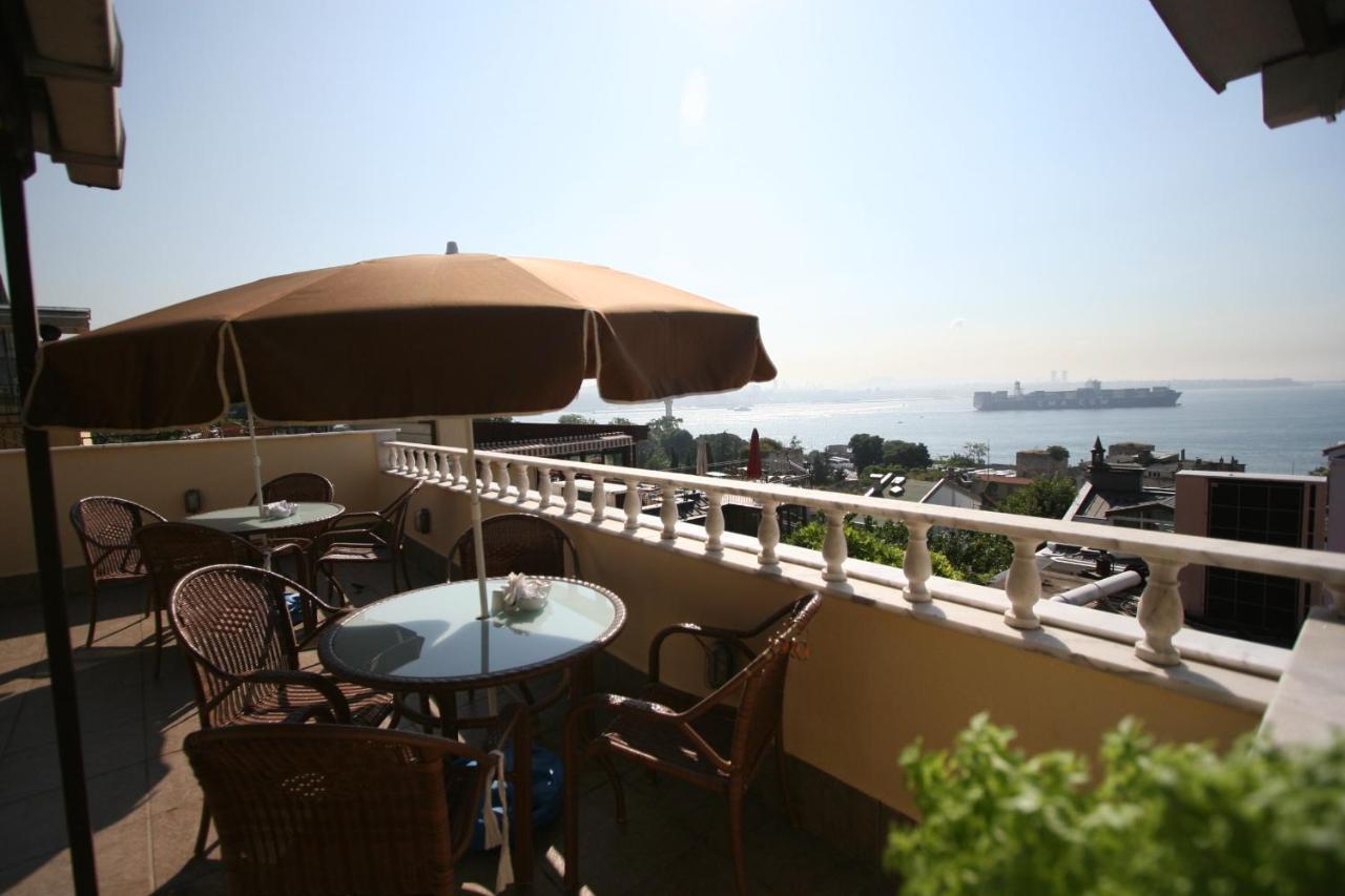 Rooftop terrace overlooking Hagia Sophia at golden hour